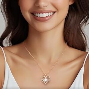 NWT - "I Love You Forever" Gold Plated Pendant and Chain and Cubic Zirconia.